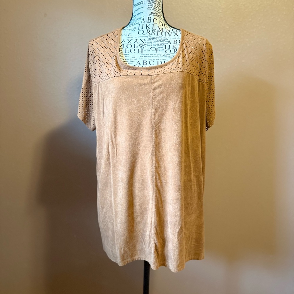 Soft suede Tan Eyelet Blouse